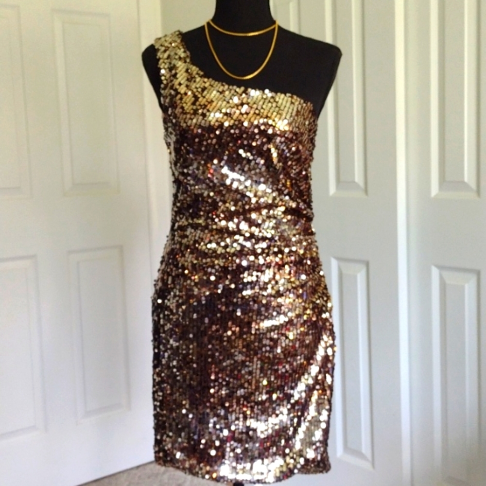 One shoulder Sequin Dress.
